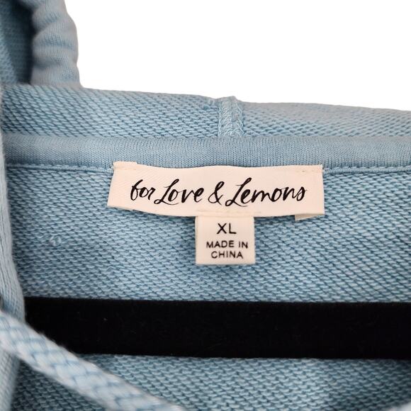 For Love and Lemons VS Baby Blue Cropped Oversized Hoodie Sweatshirt Size XL - Picture 4 of 8